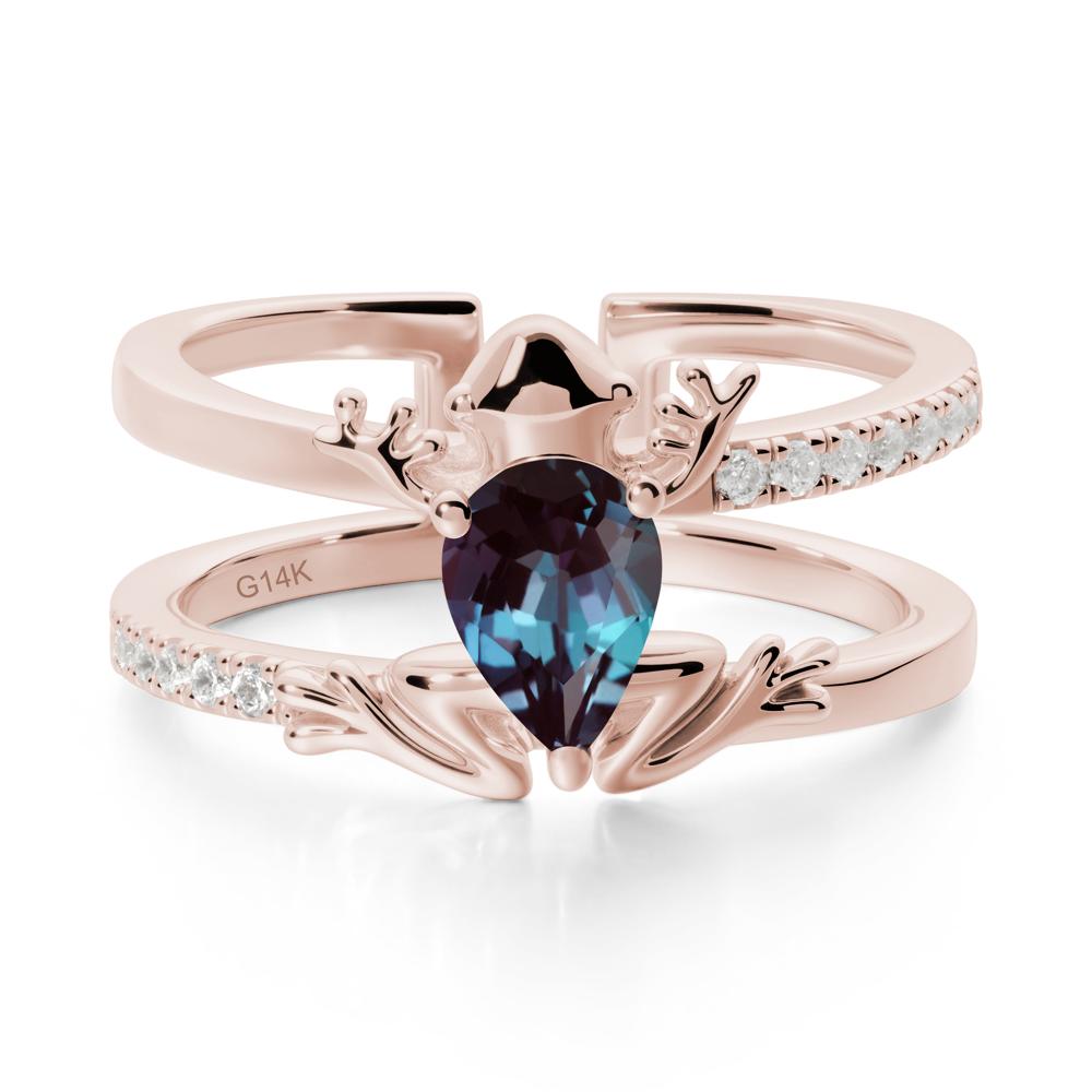 Pear Shaped Alexandrite Frog Open Ring - LUO Jewelry #metal_14k rose gold
