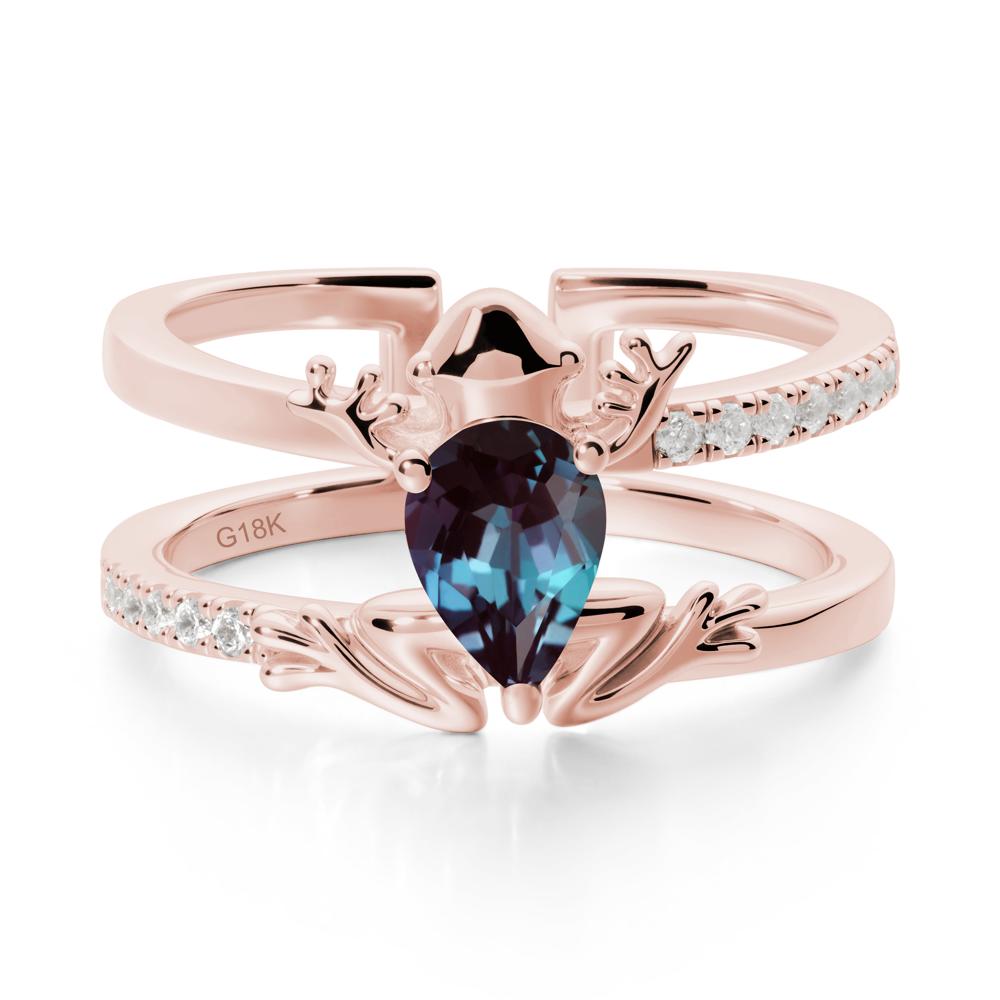 Pear Shaped Alexandrite Frog Open Ring - LUO Jewelry #metal_18k rose gold