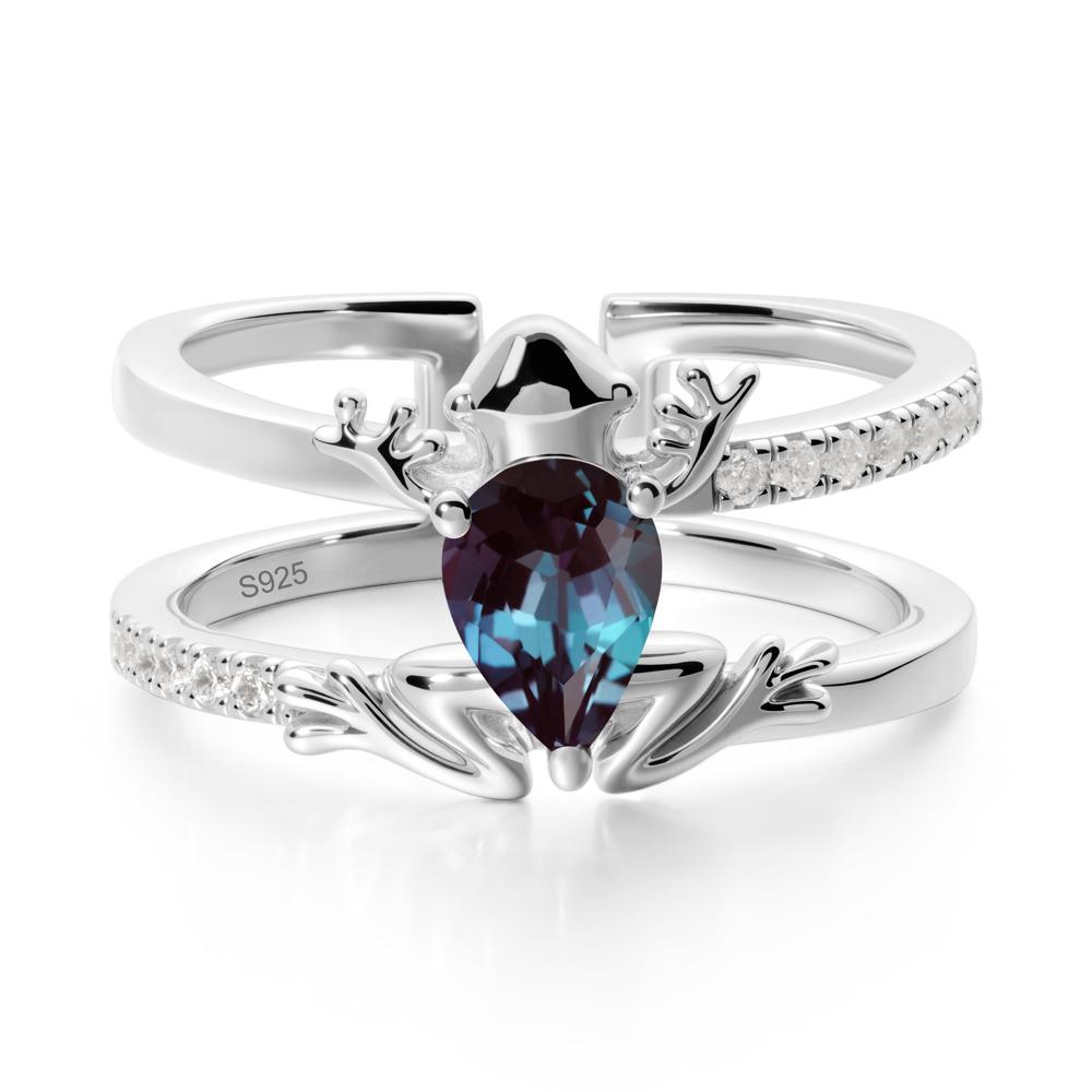 Pear Shaped Alexandrite Frog Open Ring - LUO Jewelry #metal_sterling silver