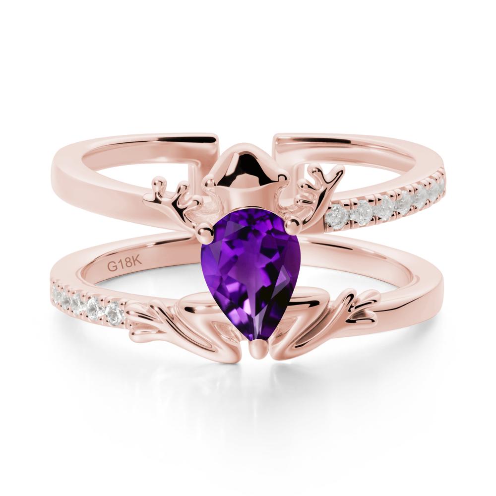 Amethyst Frog Double Band Ring - LUO Jewelry #metal_18k rose gold