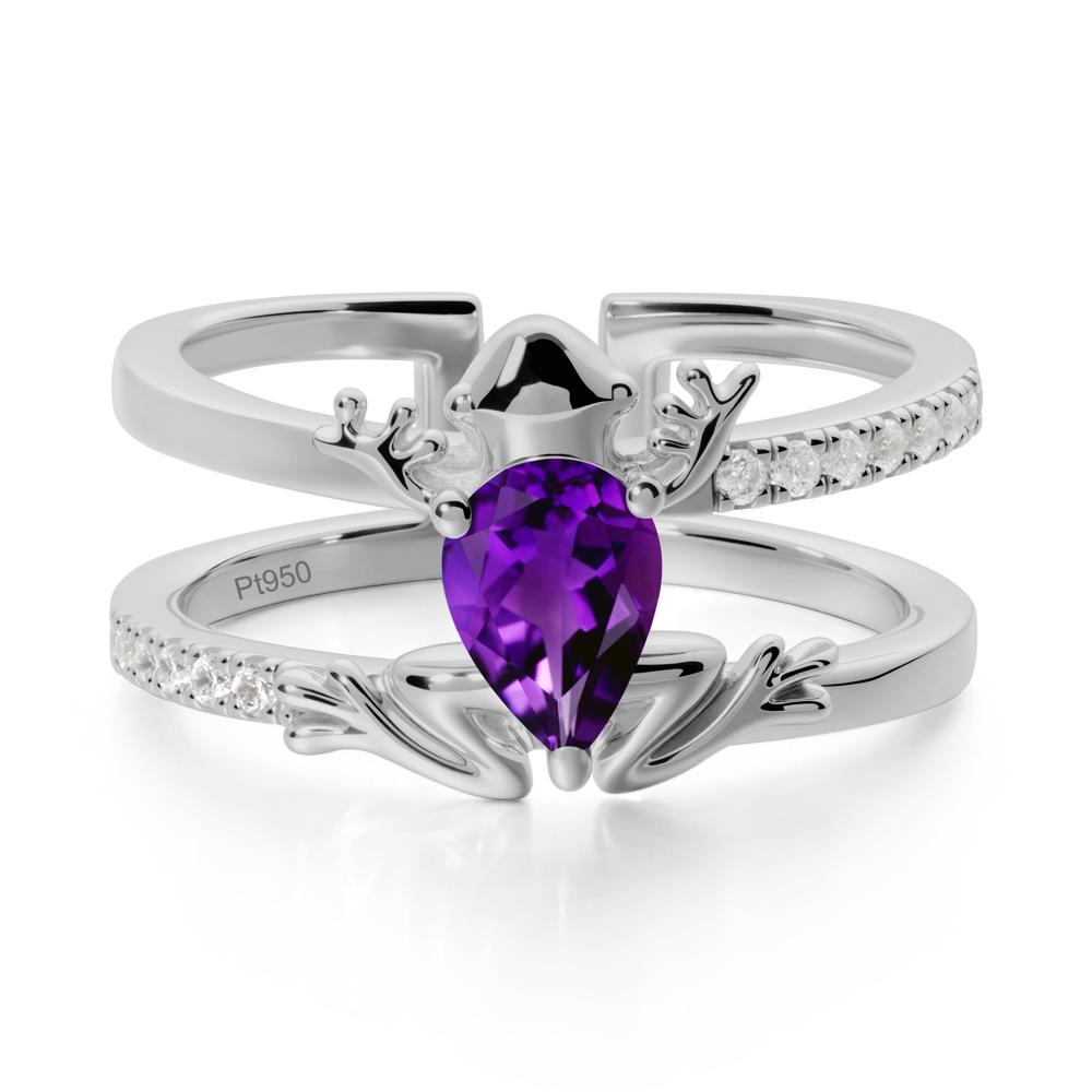 Amethyst Frog Double Band Ring - LUO Jewelry #metal_platinum