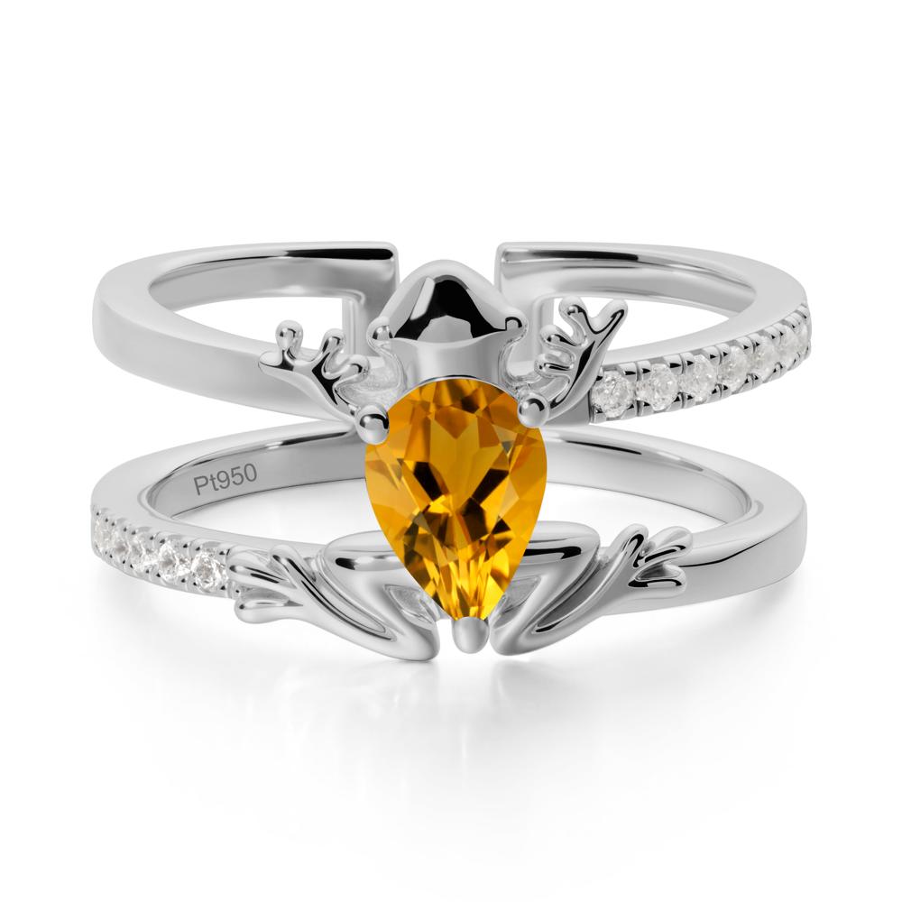 Citrine Frog Double Band Ring - LUO Jewelry #metal_platinum