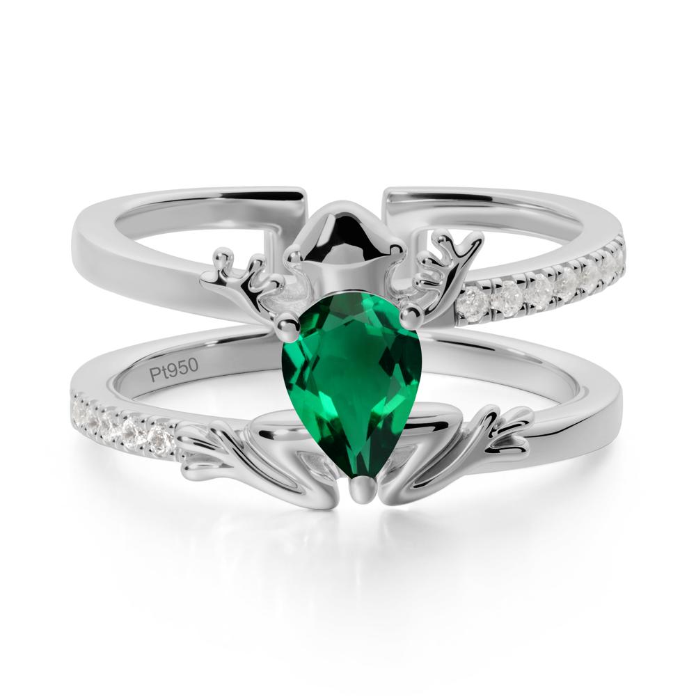 Emerald Frog Double Band Ring - LUO Jewelry #metal_platinum