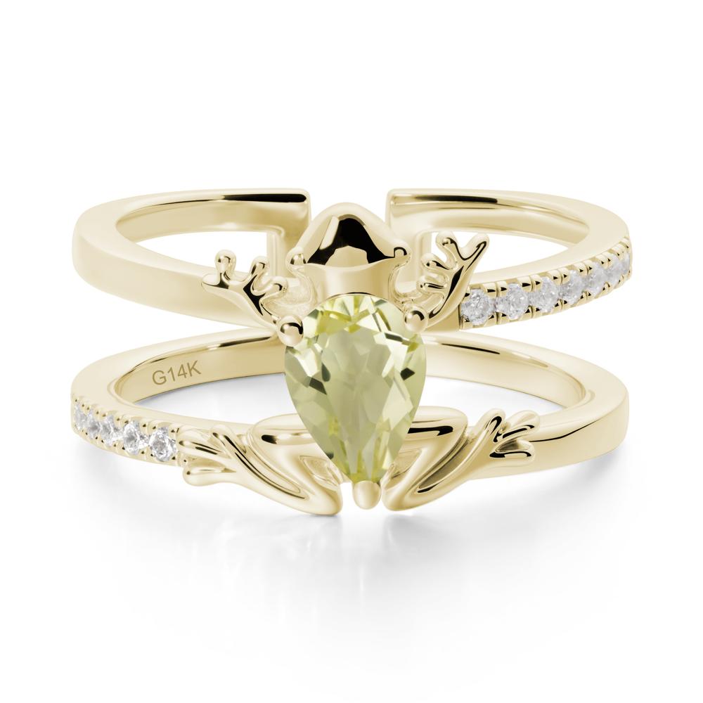 Lemon Quartz Frog Double Band Ring - LUO Jewelry #metal_14k yellow gold