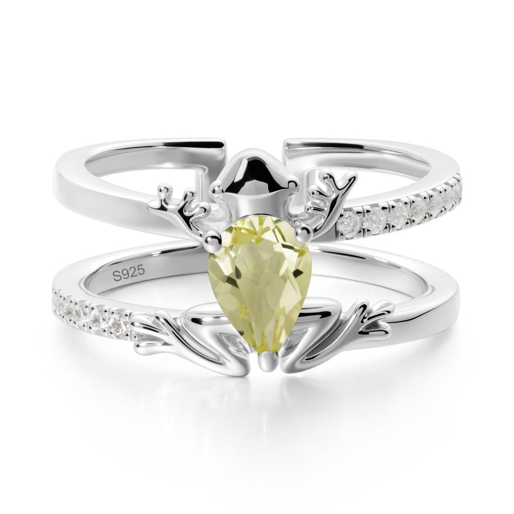 Lemon Quartz Frog Double Band Ring - LUO Jewelry #metal_sterling silver