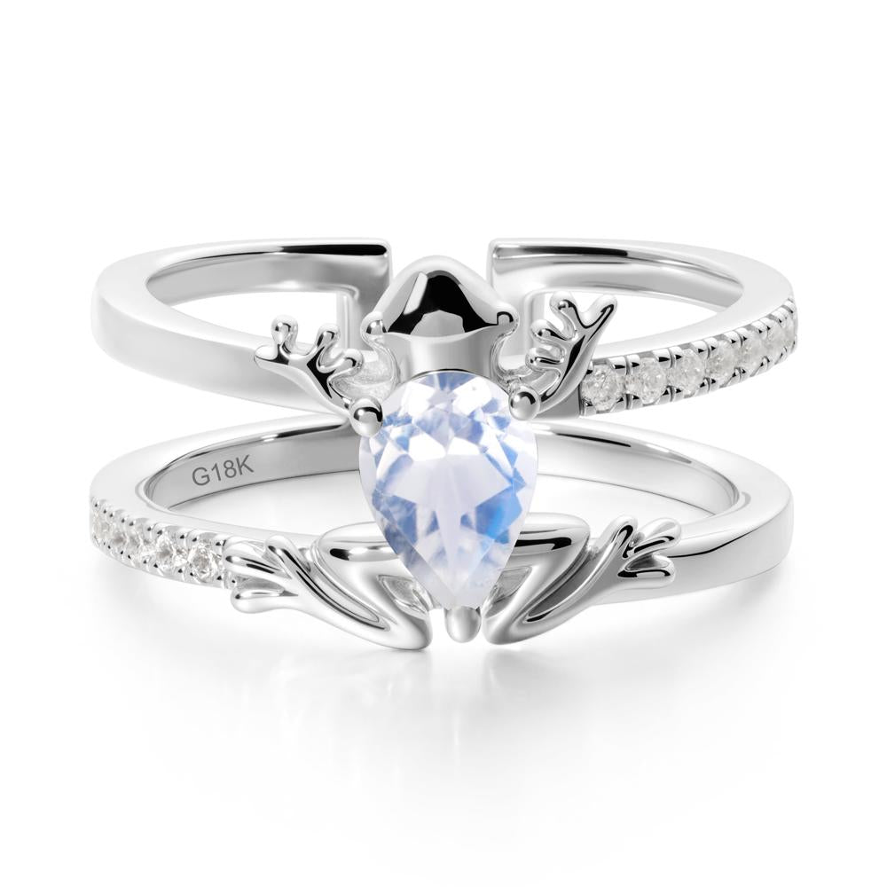 Moonstone Frog Double Band Ring - LUO Jewelry #metal_18k white gold