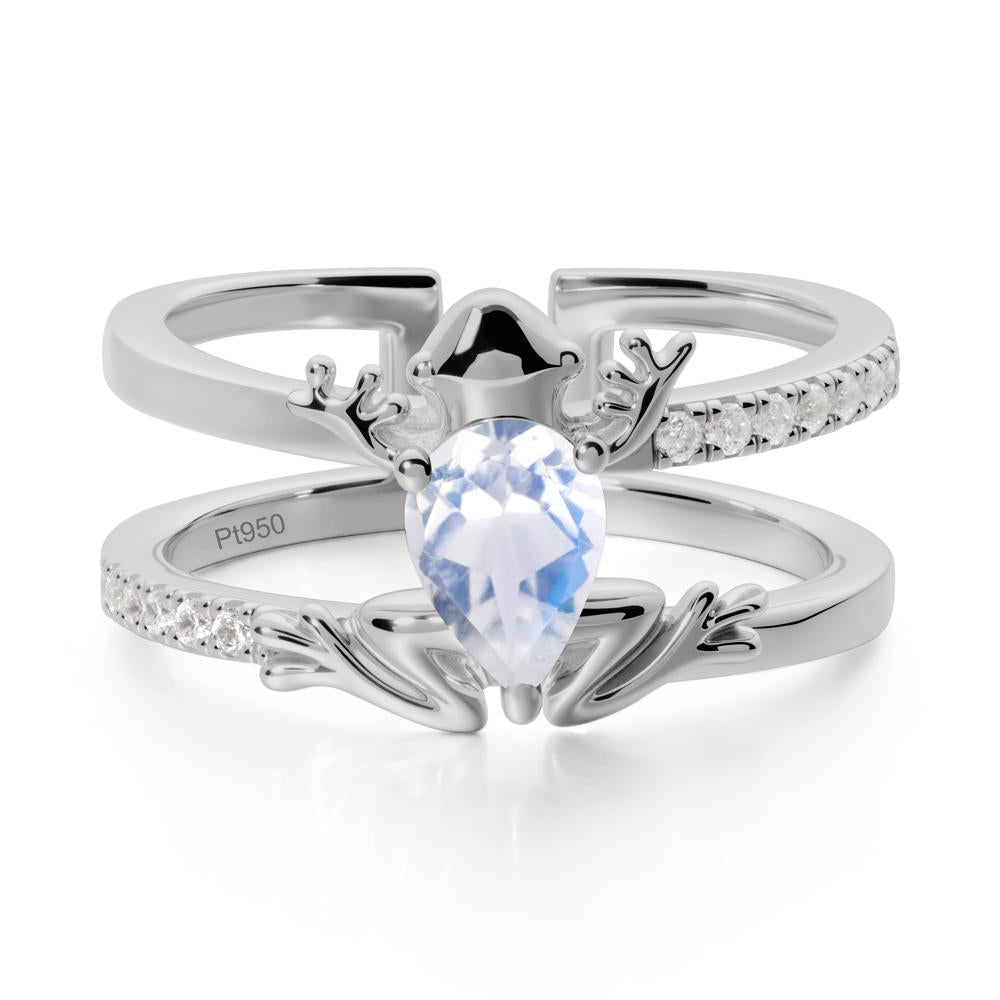 Moonstone Frog Double Band Ring - LUO Jewelry #metal_platinum