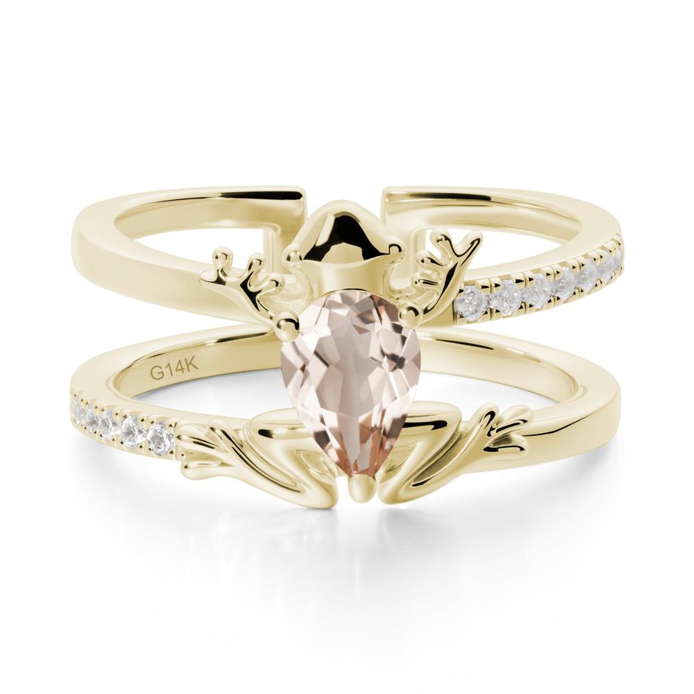 Pear Shaped Morganite Frog Open Ring - LUO Jewelry #metal_14k yellow gold