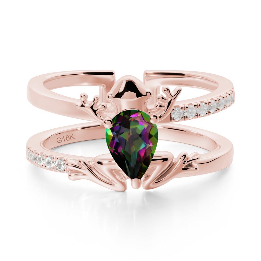 Mystic Topaz Frog Double Band Ring - LUO Jewelry #metal_18k rose gold