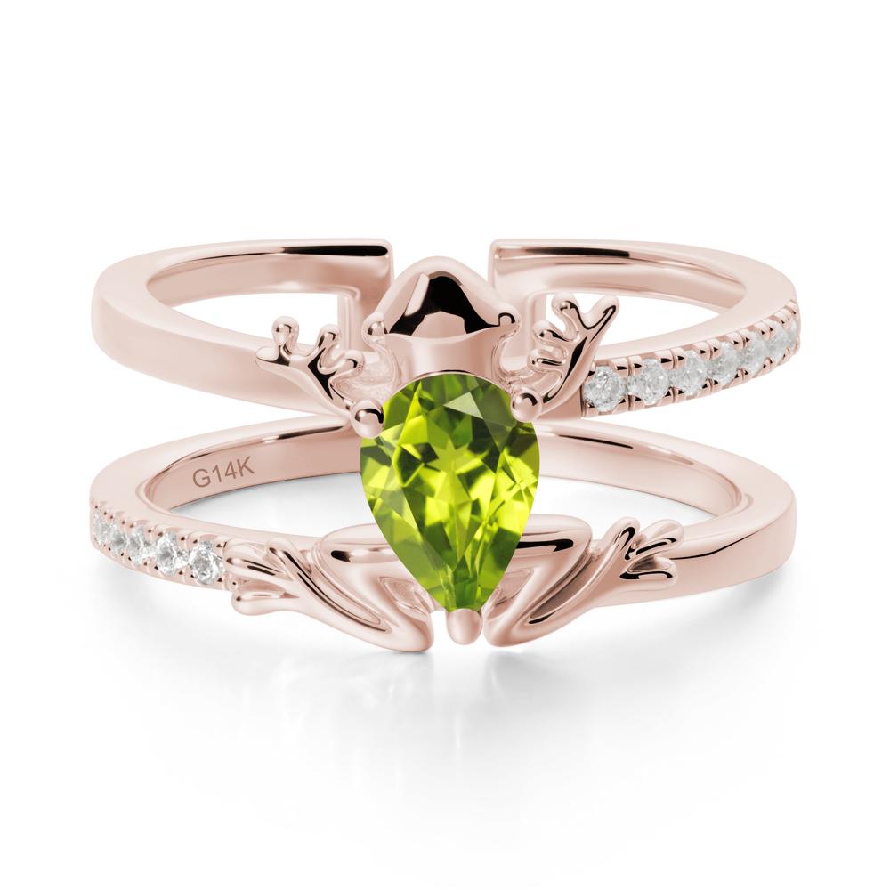 Peridot Frog Double Band Ring - LUO Jewelry #metal_14k rose gold