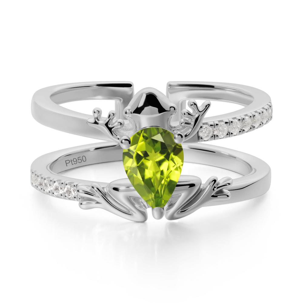Peridot Frog Double Band Ring - LUO Jewelry #metal_platinum