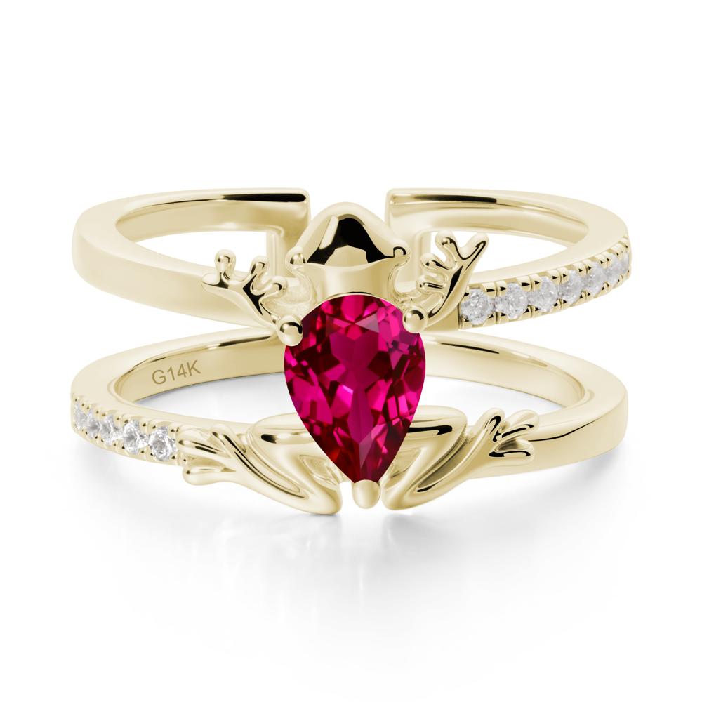 Ruby Frog Double Band Ring - LUO Jewelry #metal_14k yellow gold