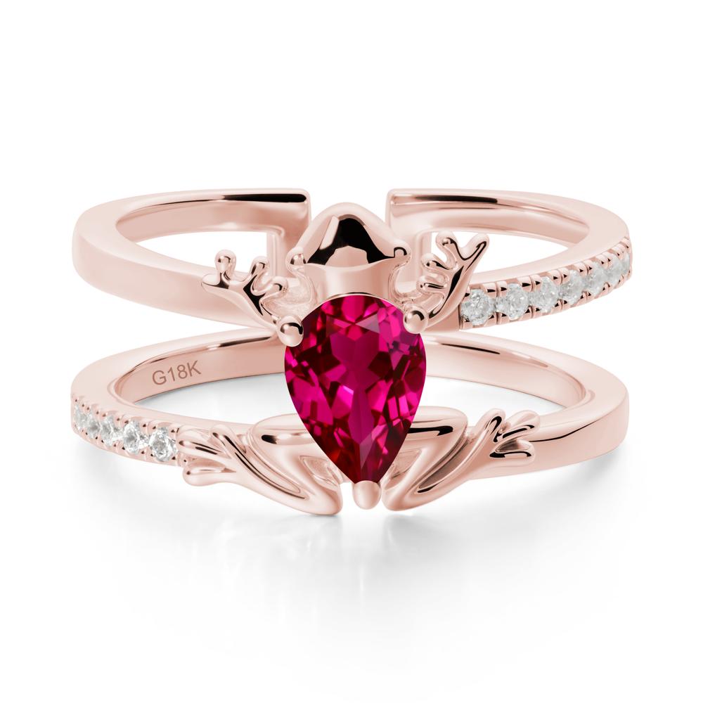 Ruby Frog Double Band Ring - LUO Jewelry #metal_18k rose gold