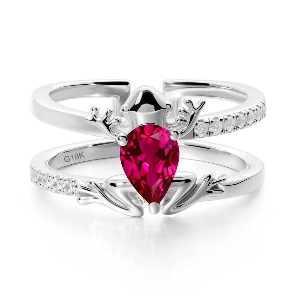 Ruby Frog Double Band Ring - LUO Jewelry #metal_18k white gold