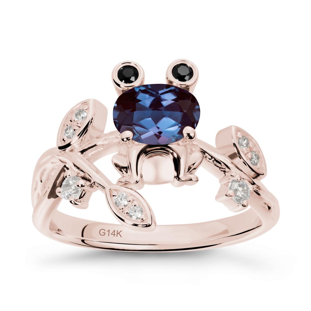 Oval Shaped Alexandrite Frog Ring - LUO Jewelry #metal_14k rose gold