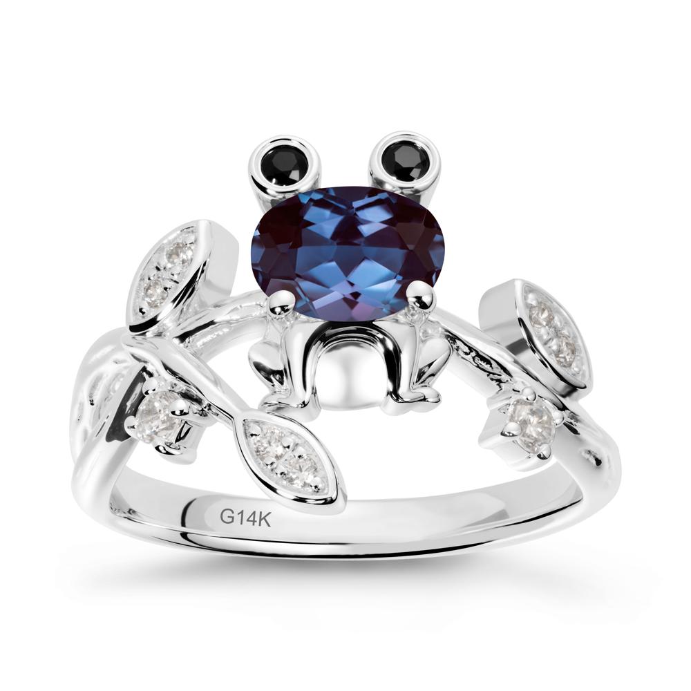 Oval Shaped Alexandrite Frog Ring - LUO Jewelry #metal_14k white gold
