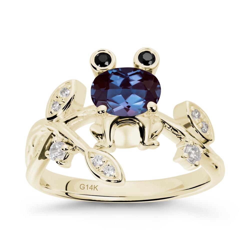 Oval Shaped Alexandrite Frog Ring - LUO Jewelry #metal_14k yellow gold