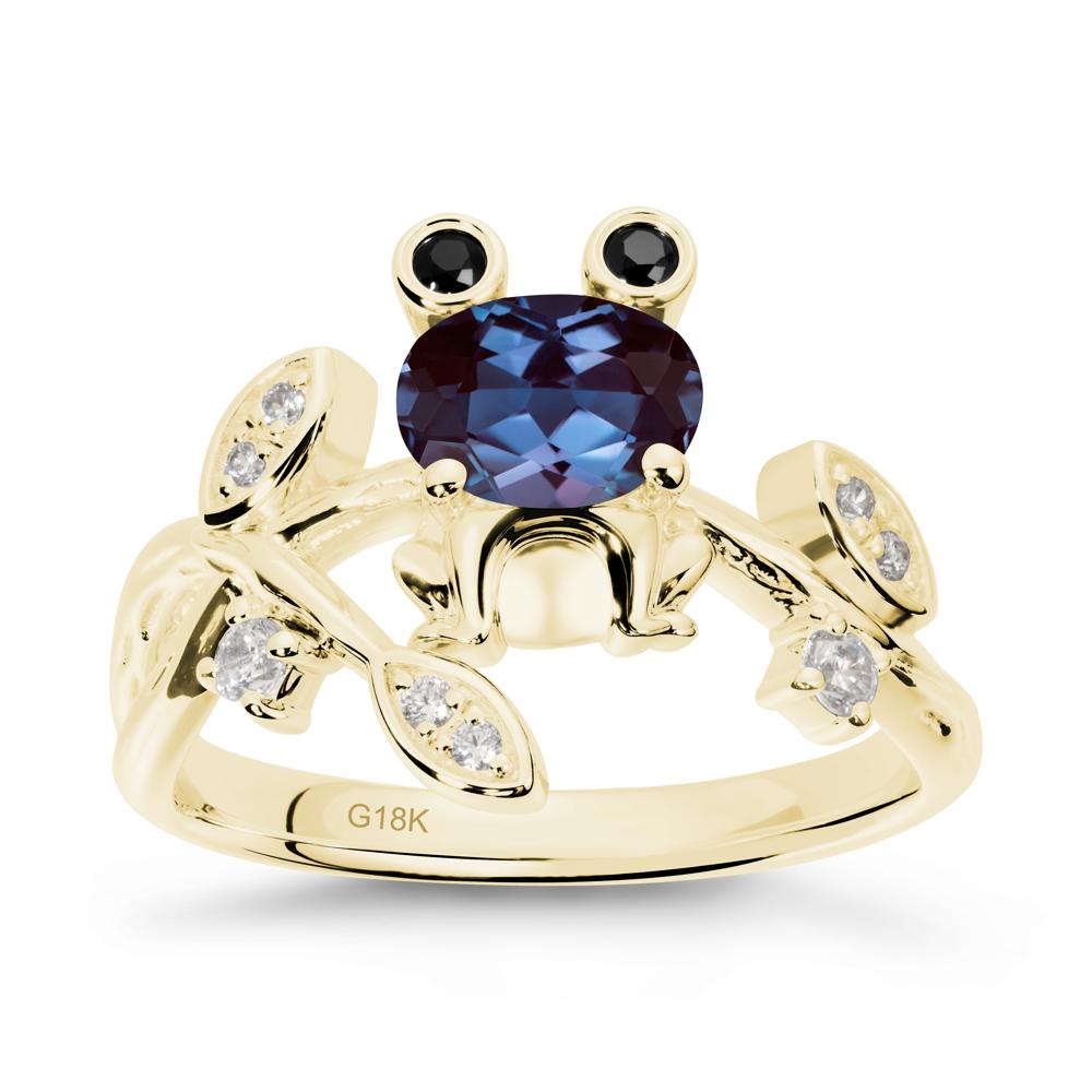 Oval Shaped Alexandrite Frog Ring - LUO Jewelry #metal_18k yellow gold