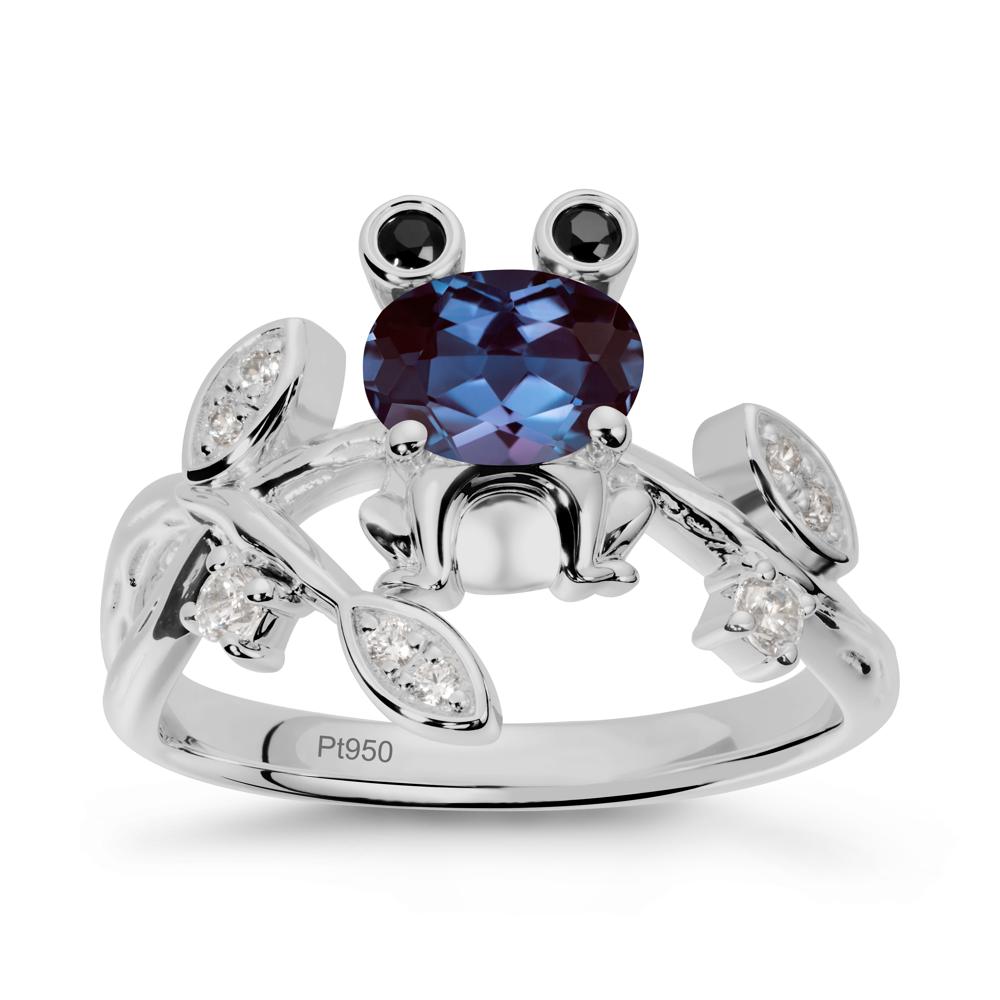 Oval Shaped Alexandrite Frog Ring - LUO Jewelry #metal_platinum