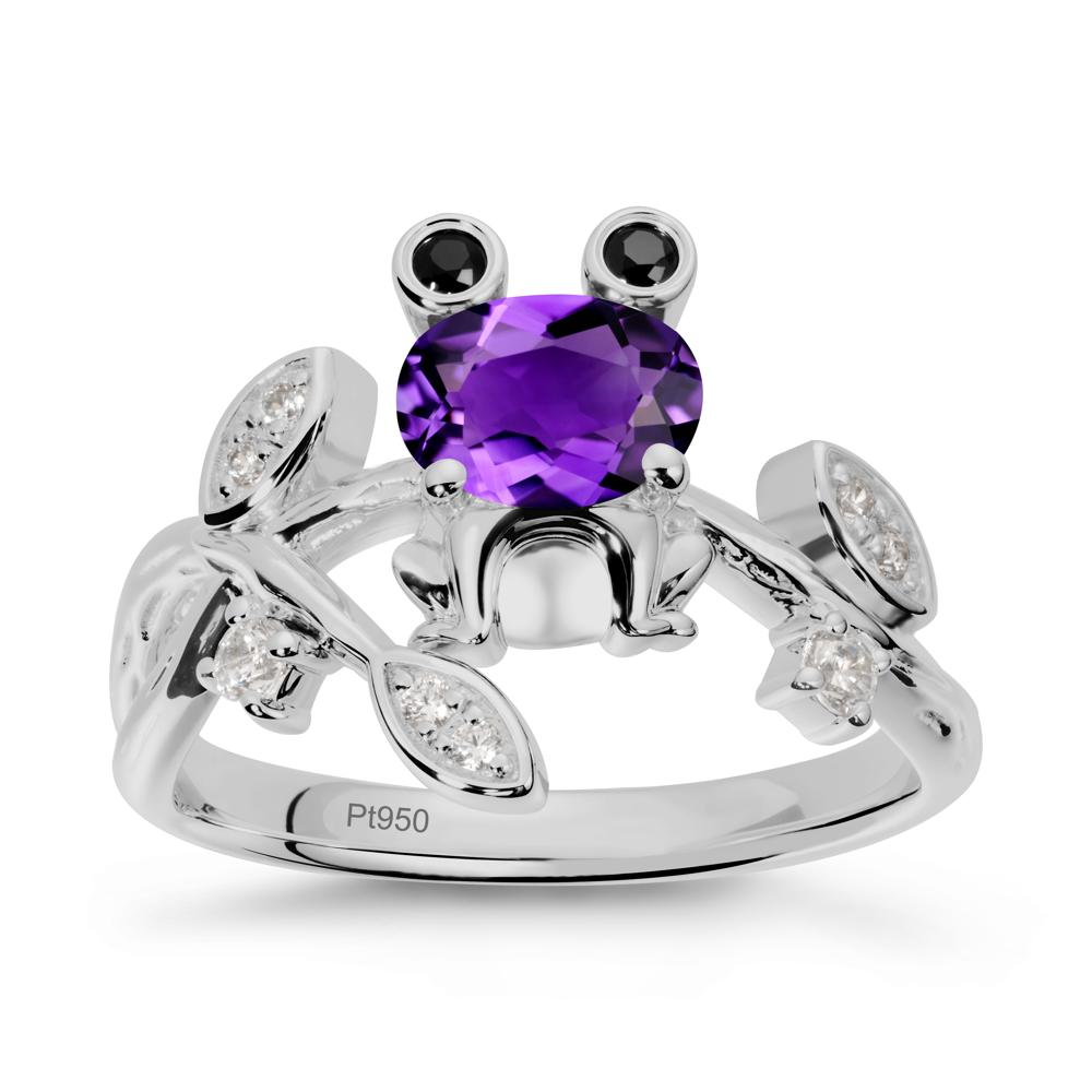 Amethyst Frog Ring with Twisting Leaves and Branches - LUO Jewelry #metal_platinum