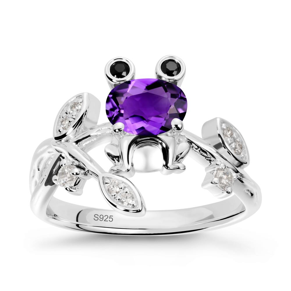 Amethyst Frog Ring with Twisting Leaves and Branches - LUO Jewelry #metal_sterling silver