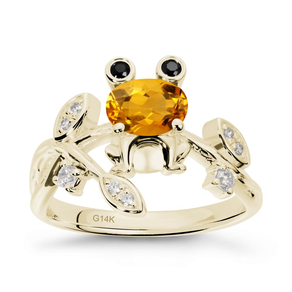 Citrine Frog Ring with Twisting Leaves and Branches - LUO Jewelry #metal_14k yellow gold