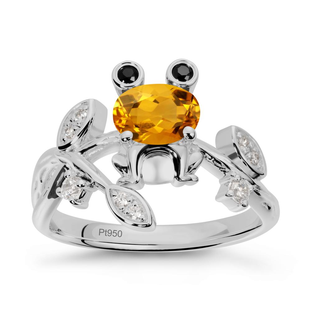 Citrine Frog Ring with Twisting Leaves and Branches - LUO Jewelry #metal_platinum
