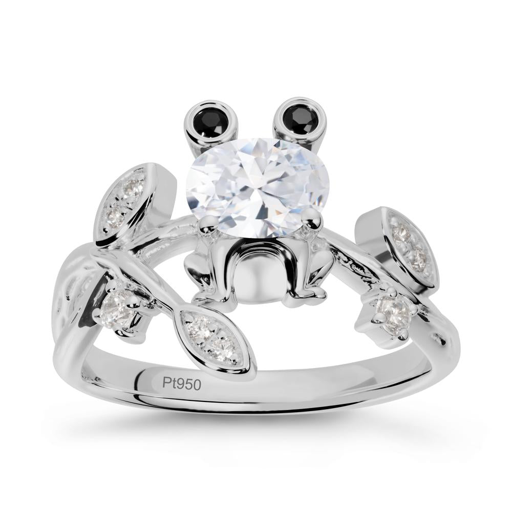 Oval Shaped Cubic Zirconia Frog Ring - LUO Jewelry #metal_platinum