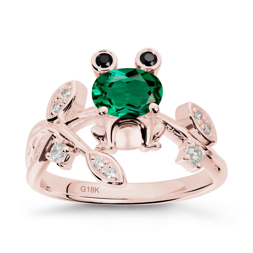 Emerald Frog Ring with Twisting Leaves and Branches - LUO Jewelry #metal_18k rose gold
