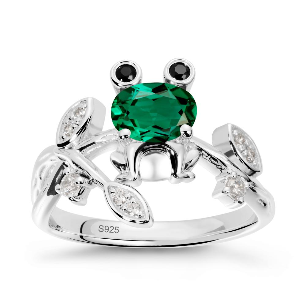 Emerald Frog Ring with Twisting Leaves and Branches - LUO Jewelry #metal_sterling silver