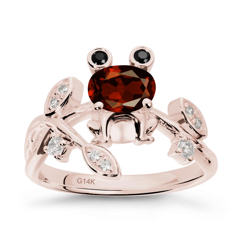 Oval Shaped Garnet Frog Ring - LUO Jewelry #metal_14k rose gold