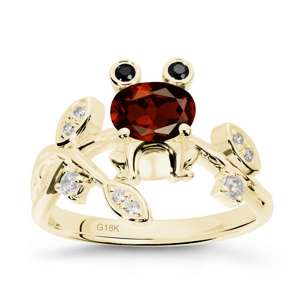 Oval Shaped Garnet Frog Ring - LUO Jewelry #metal_18k yellow gold