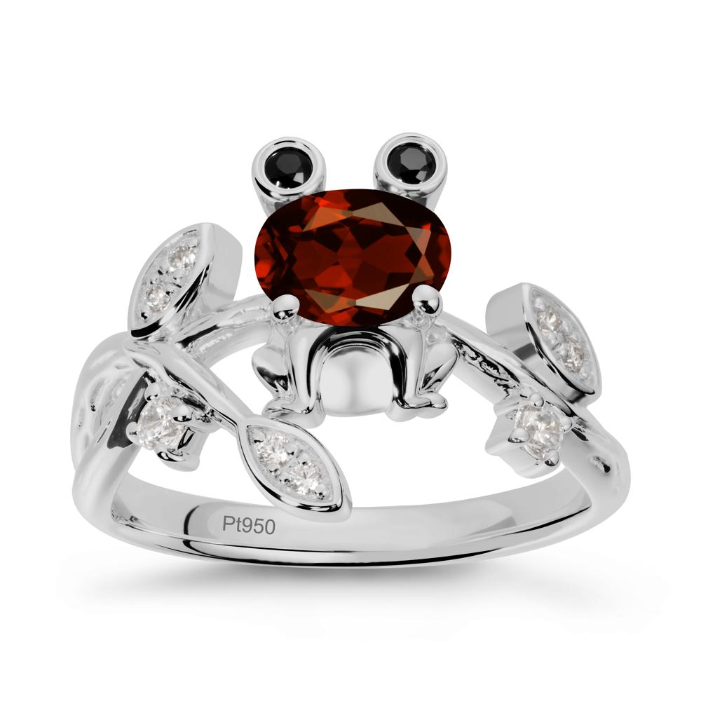 Oval Shaped Garnet Frog Ring - LUO Jewelry #metal_platinum