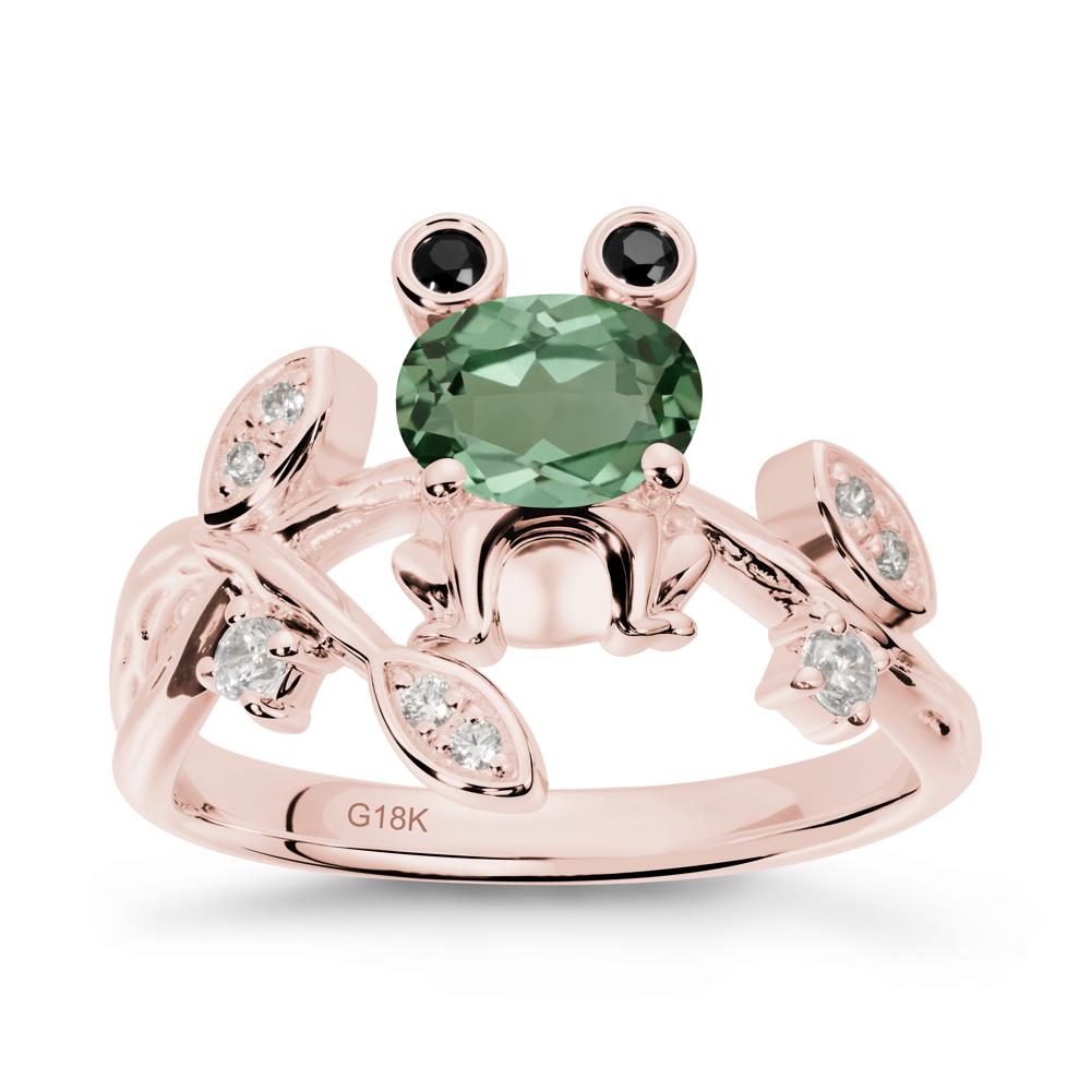 Oval Shaped Green Sapphire Frog Ring - LUO Jewelry #metal_18k rose gold