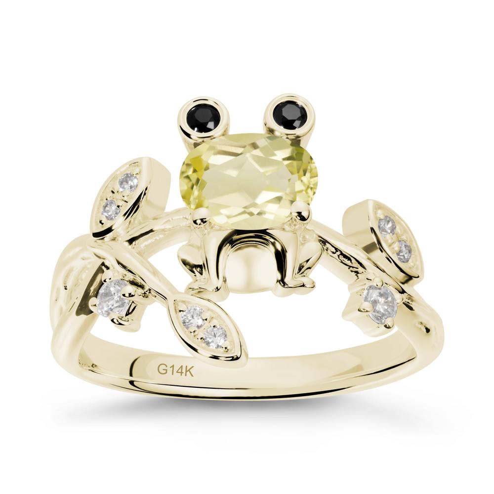 Lemon Quartz Frog Ring with Twisting Leaves and Branches - LUO Jewelry #metal_14k yellow gold