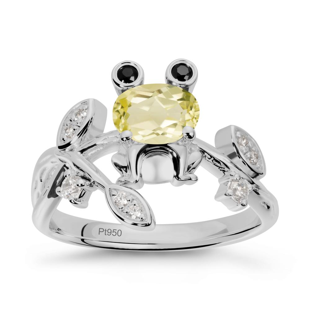 Lemon Quartz Frog Ring with Twisting Leaves and Branches - LUO Jewelry #metal_platinum