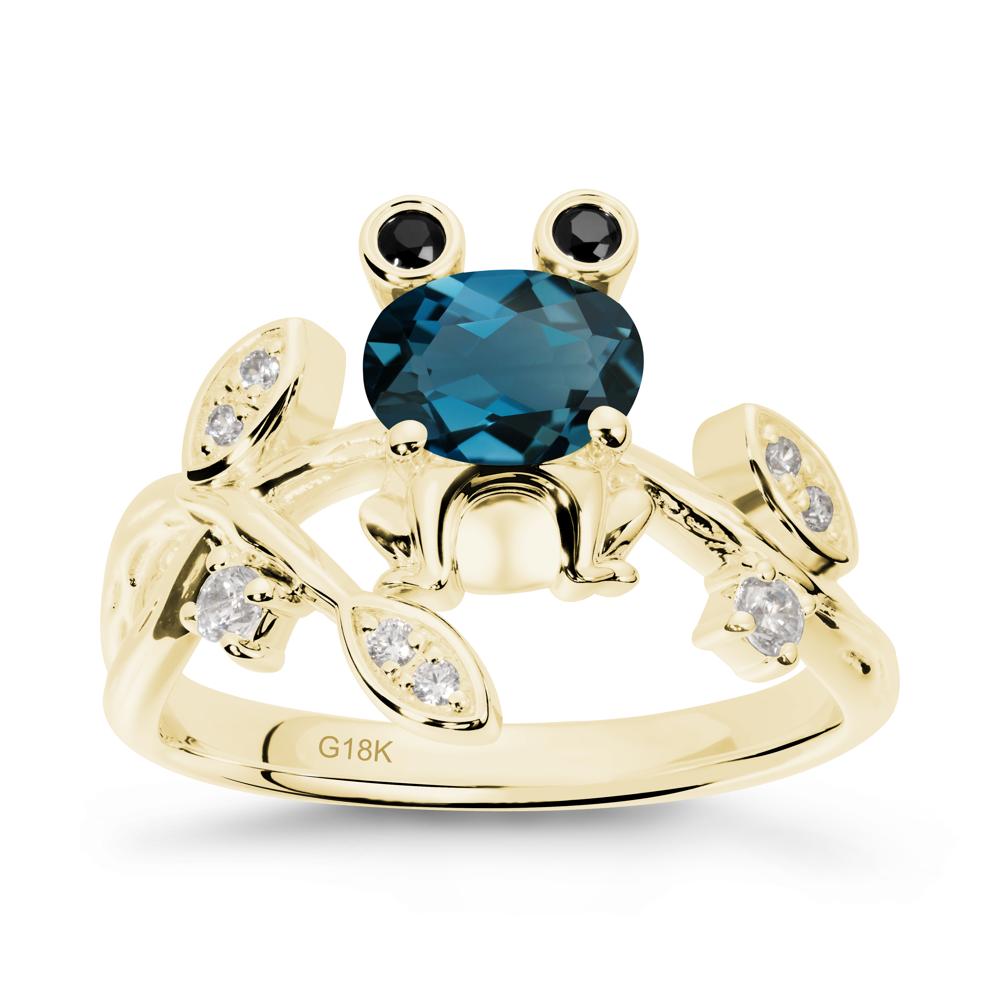Oval Shaped London Blue Topaz Frog Ring - LUO Jewelry #metal_18k yellow gold