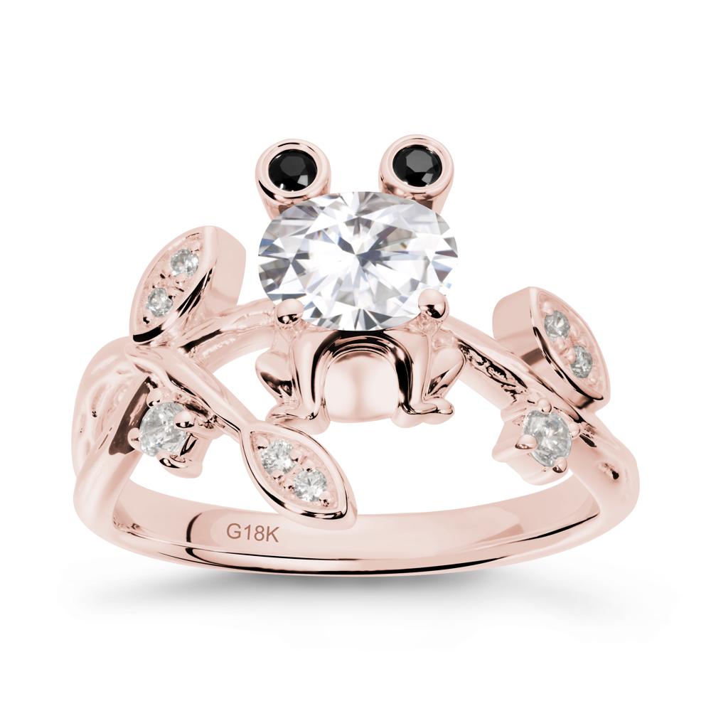 Moissanite Frog Ring with Twisting Leaves and Branches - LUO Jewelry #metal_18k rose gold