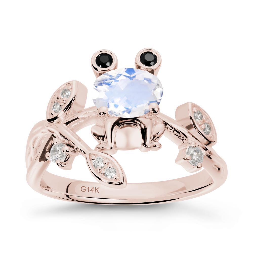 Oval Shaped Moonstone Frog Ring - LUO Jewelry #metal_14k rose gold