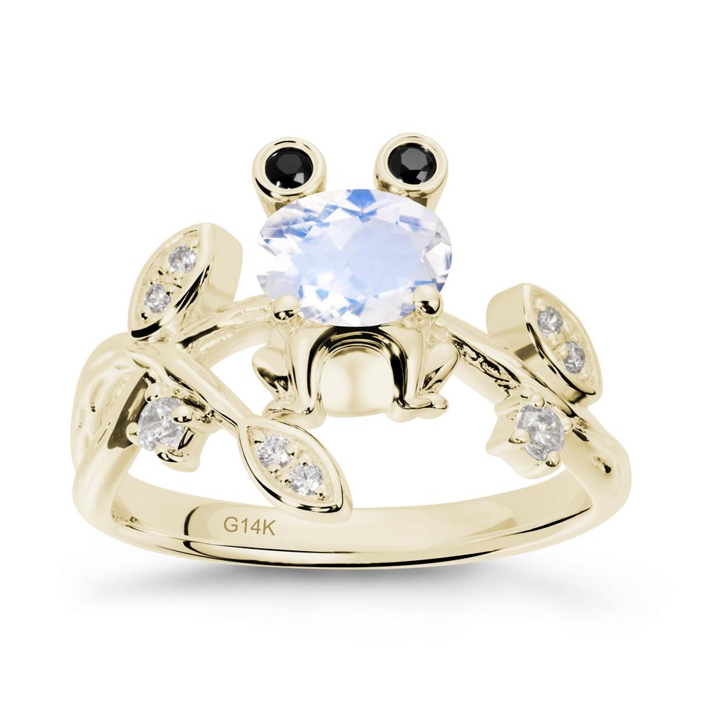 Oval Shaped Moonstone Frog Ring - LUO Jewelry #metal_14k yellow gold