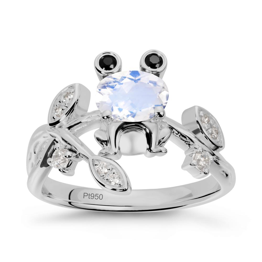 Oval Shaped Moonstone Frog Ring - LUO Jewelry #metal_platinum
