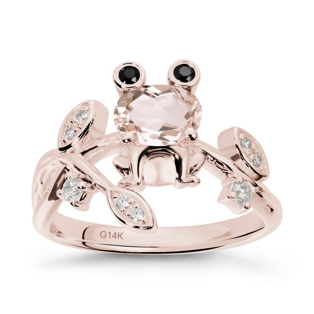 Morganite Frog Ring with Twisting Leaves and Branches - LUO Jewelry #metal_14k rose gold