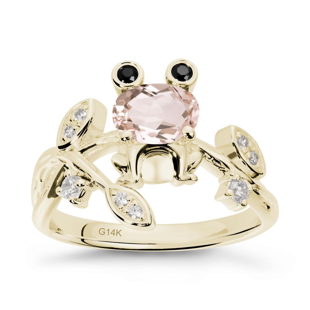Morganite Frog Ring with Twisting Leaves and Branches - LUO Jewelry #metal_14k yellow gold