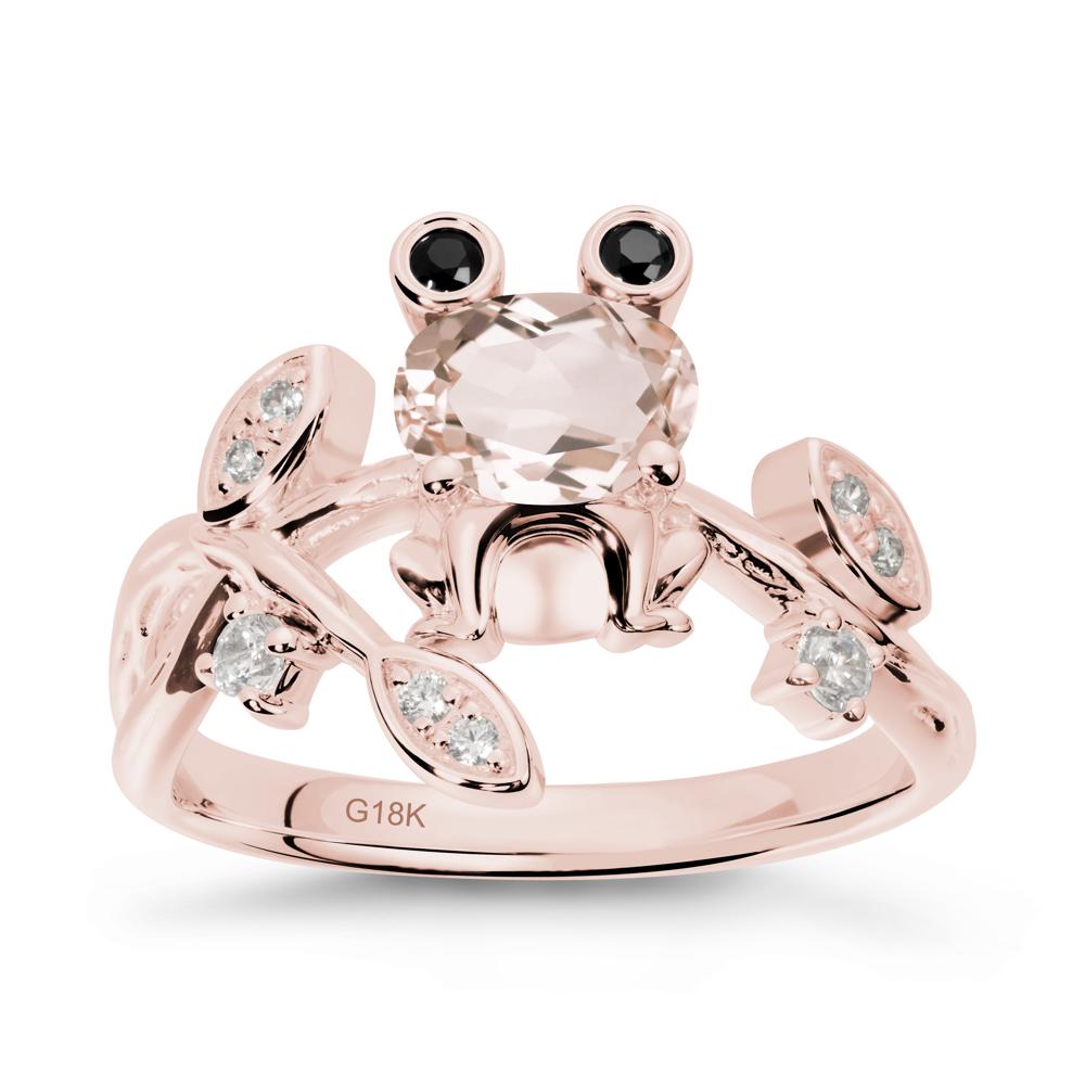 Morganite Frog Ring with Twisting Leaves and Branches - LUO Jewelry #metal_18k rose gold