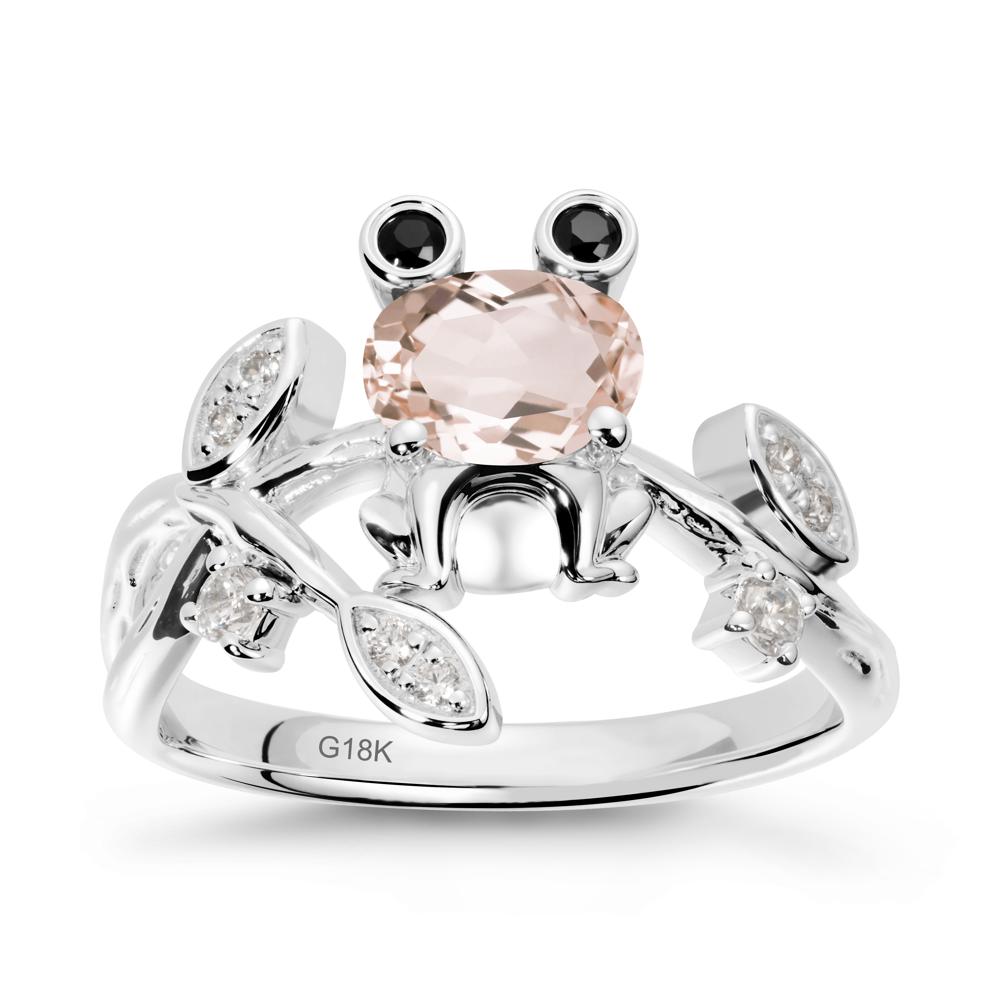 Morganite Frog Ring with Twisting Leaves and Branches - LUO Jewelry #metal_18k white gold