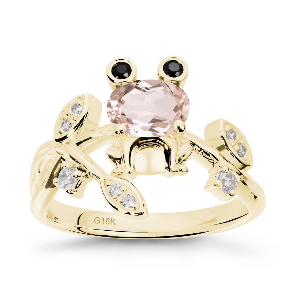 Morganite Frog Ring with Twisting Leaves and Branches - LUO Jewelry #metal_18k yellow gold