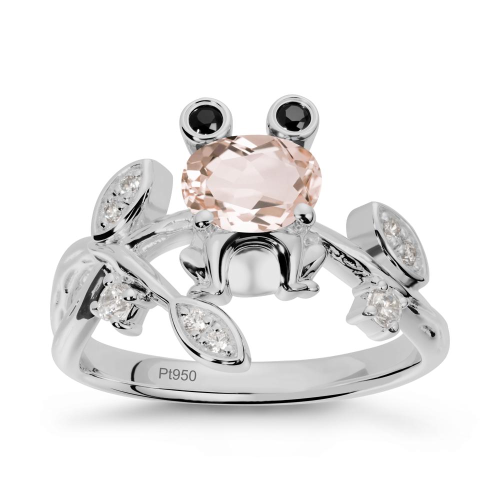 Morganite Frog Ring with Twisting Leaves and Branches - LUO Jewelry #metal_platinum