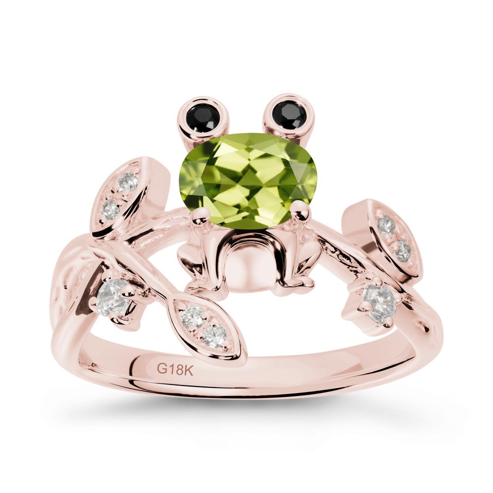 Oval Shaped Peridot Frog Ring - LUO Jewelry #metal_18k rose gold
