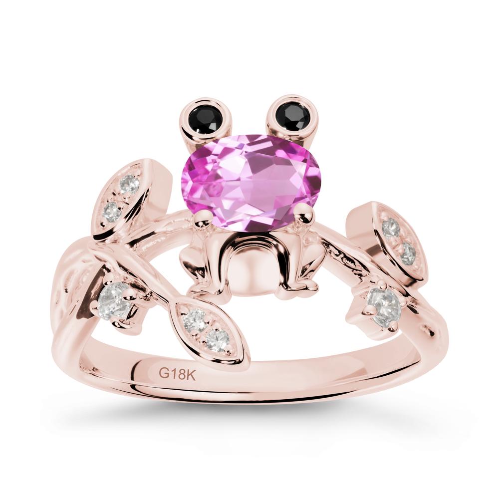 Oval Shaped Pink Sapphire Frog Ring - LUO Jewelry #metal_18k rose gold