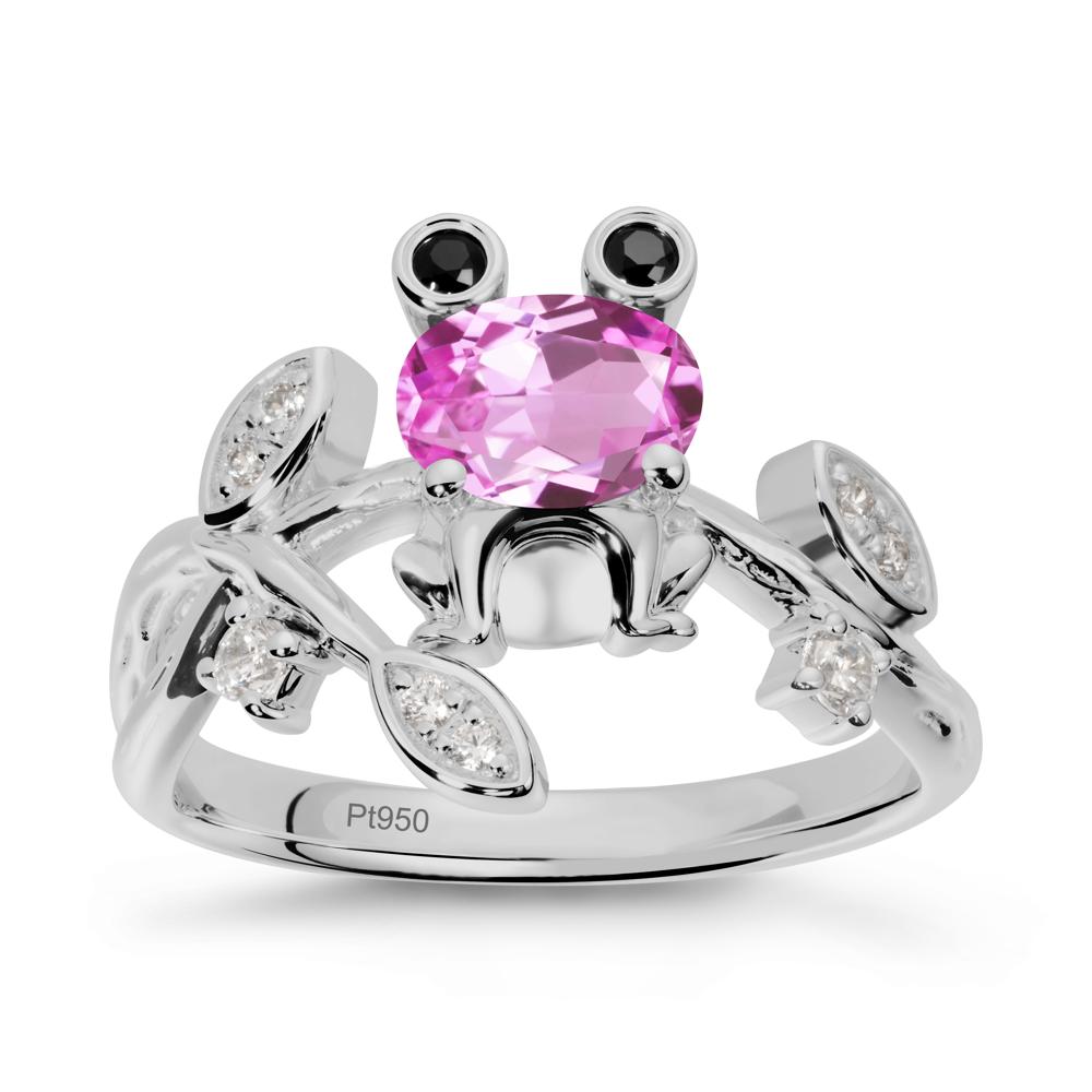 Oval Shaped Pink Sapphire Frog Ring - LUO Jewelry #metal_platinum